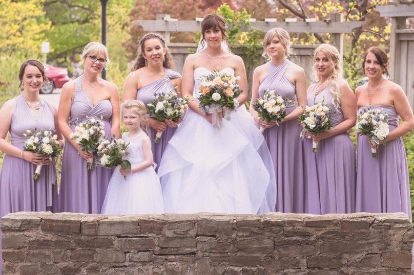 Henkaa Dusty Purple Sakura Maxi Convertible Dresses worn on Hailey Judges bridesmaids.