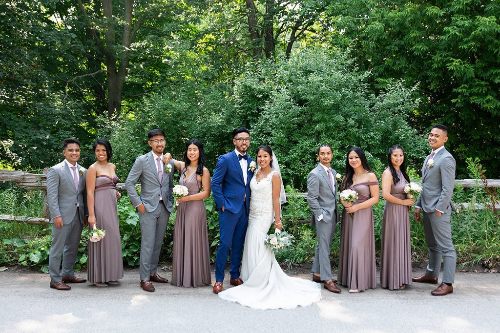 Kristina & Remar rustic chic wedding featuring Henkaa Reversible Sakura Maxi  