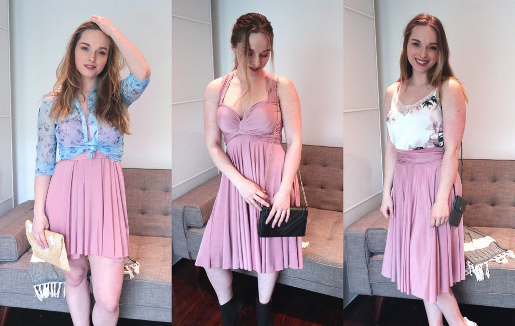 3 ways to wear the Henkaa Dusty Rose Sakura Midi Convertible Dress for Summer.