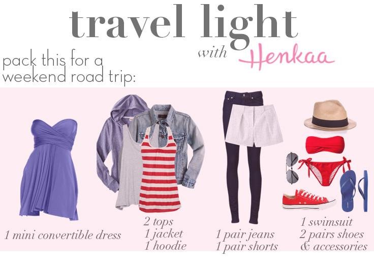 Road Trip Packing List - Travel Light with the ultimate road trip packing list! Pick your own color palette & pack only these convertible pieces and basics and you'll have everything you need for a long weekend out of town.
