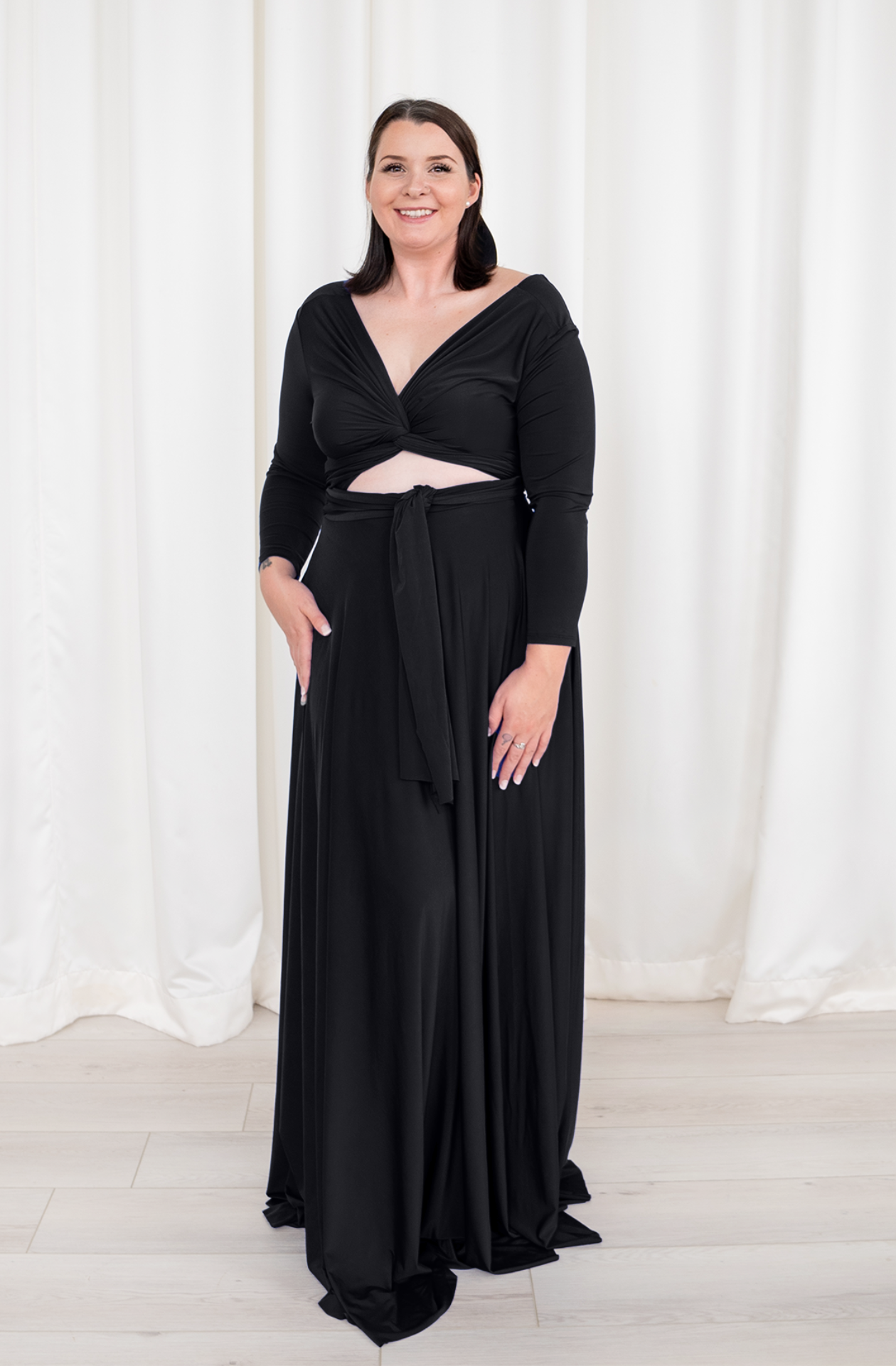 Dresses Henkaa Iris Maxi Long Sleeve Convertible Infinity Wrap Dress
