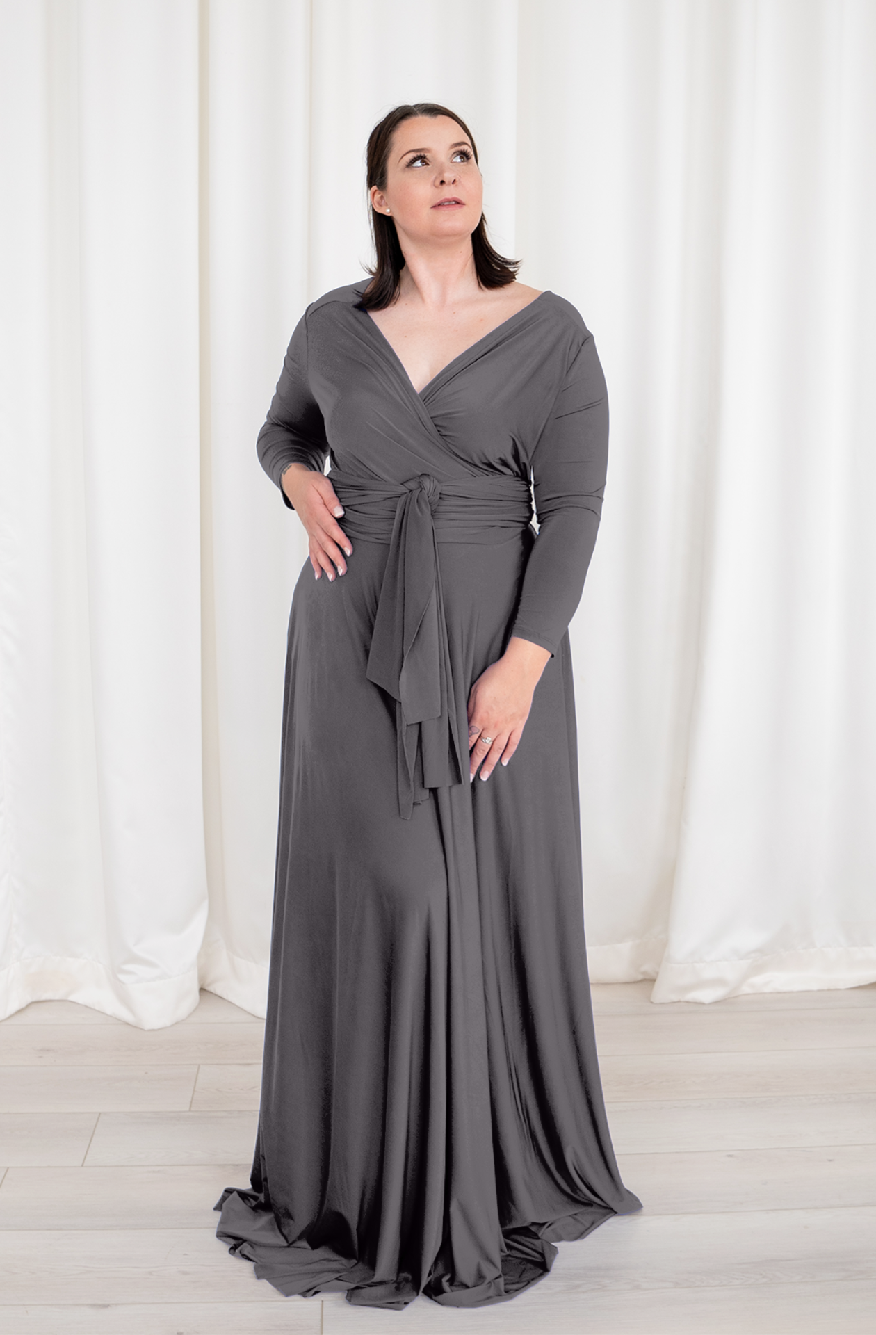 Dresses - Henkaa Iris Maxi Long Sleeve Convertible Infinity Wrap Dress