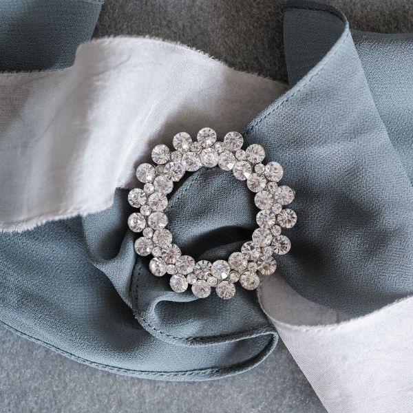 Henkaa close up of Rhinestone Circle Brooch